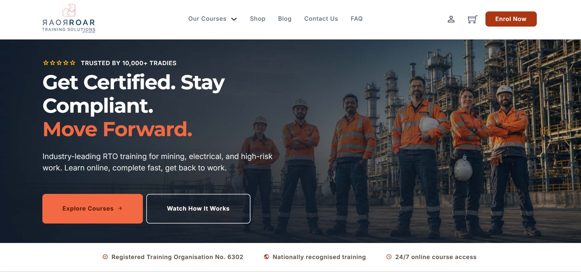 ROAR Training Solutions website homepage